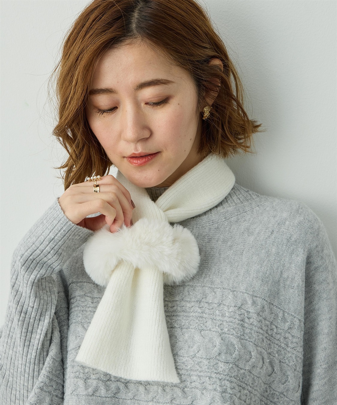 Petit Honfleur ファーニットマフラー_sub_3