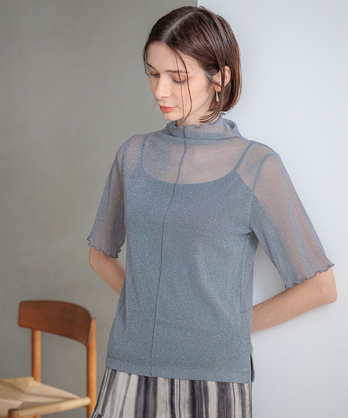 ONE‘S TRUE チュールハイネックプルオーバー_sub_1