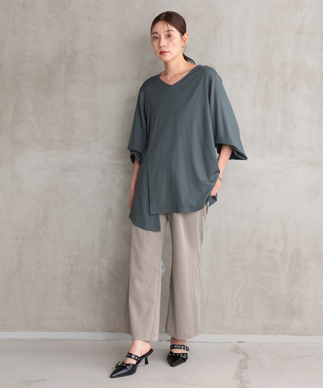 アシンメトリードレープトップス - ブラック | ZARA Japan / 日本