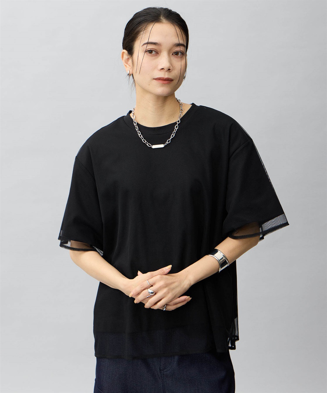 ONE‘S TRUE チュール切り替えTシャツ_sub_1