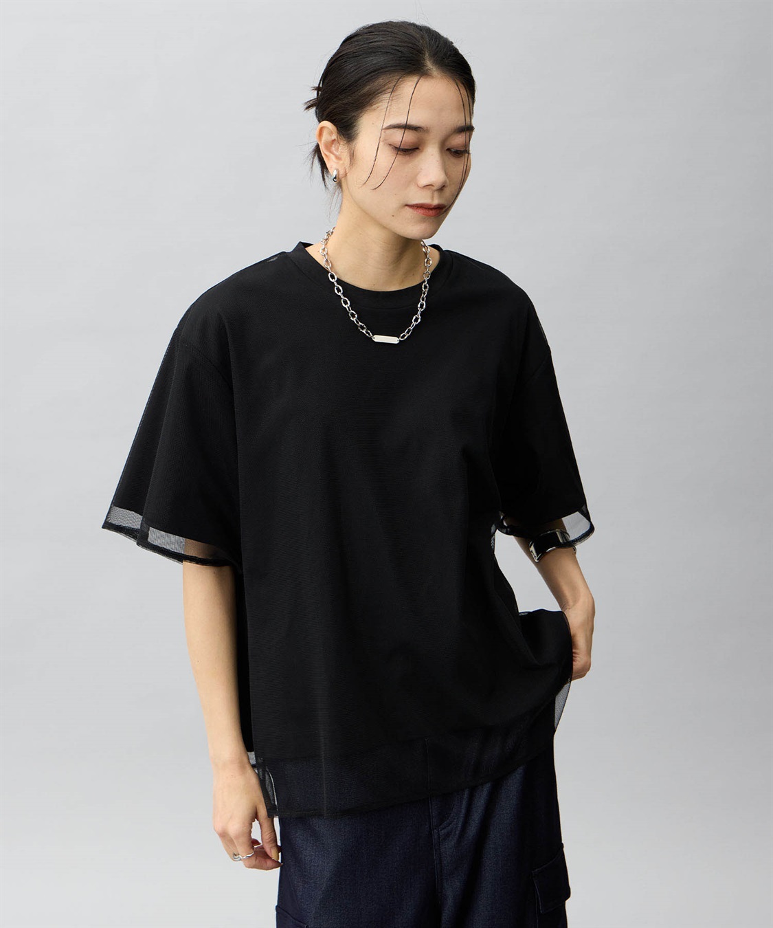 チュール切り替えTシャツ ONE'S TRUE｜クロスプラス公式通販サイト
