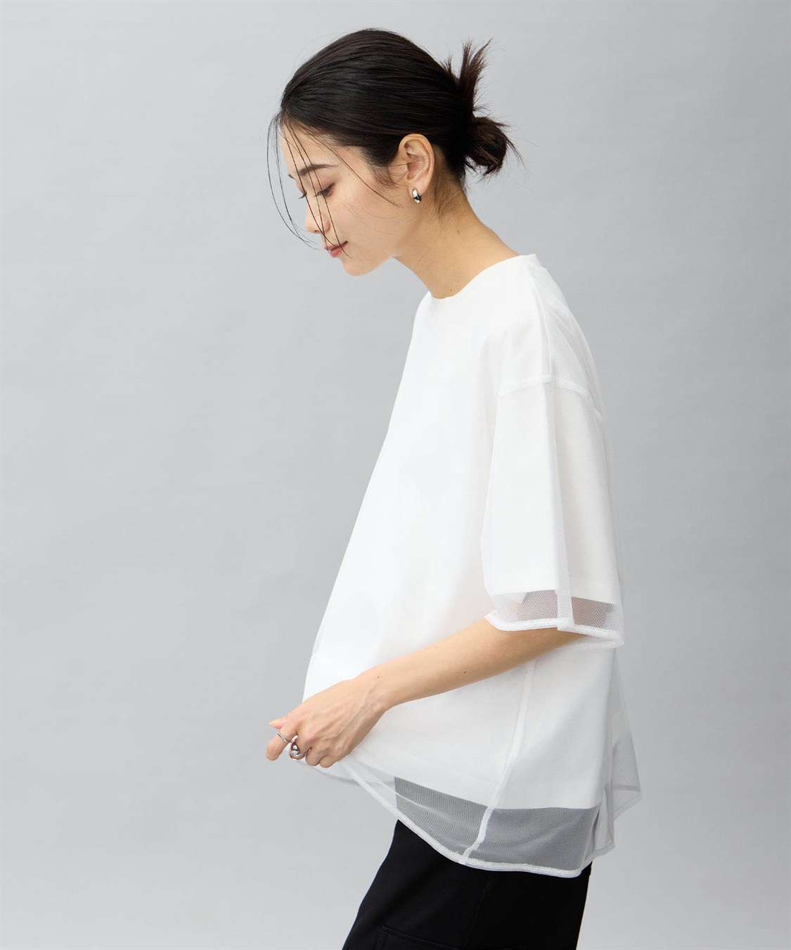 ONE‘S TRUE チュール切り替えTシャツ_sub_14