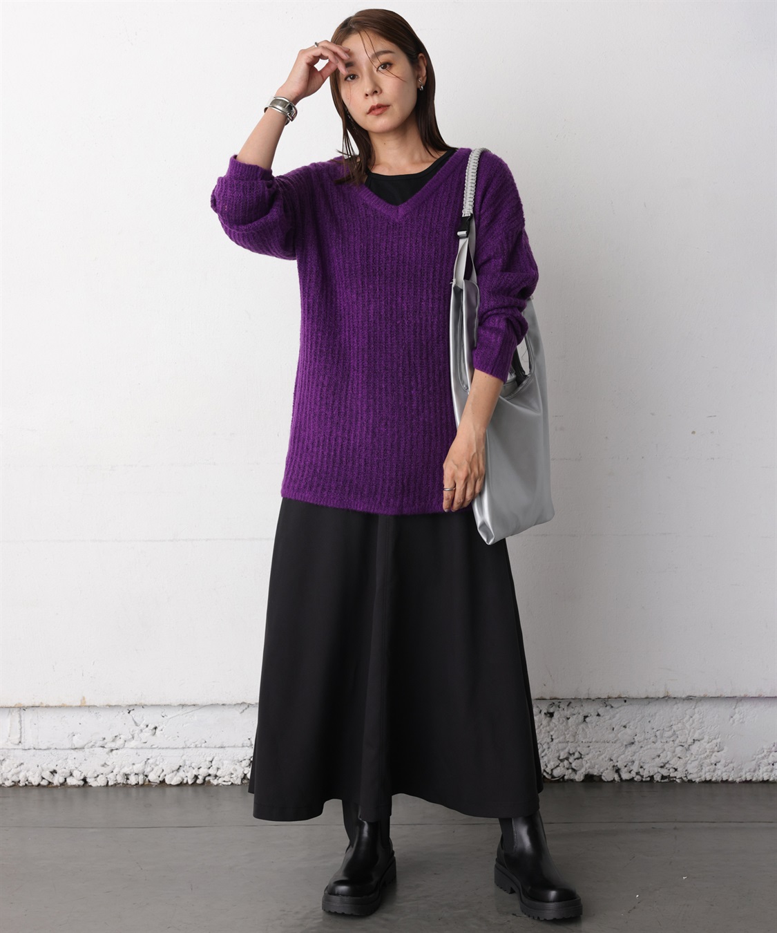 ONE‘S TRUE Vネックシアーニットプルオーバー_sub_26