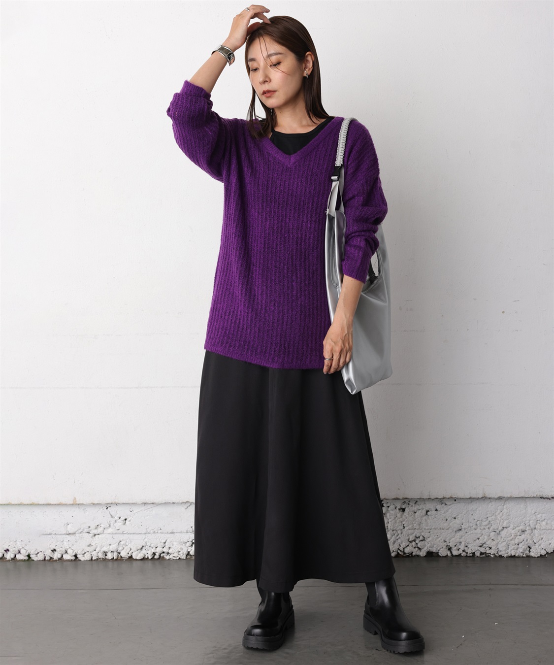 ONE‘S TRUE Vネックシアーニットプルオーバー_sub_27