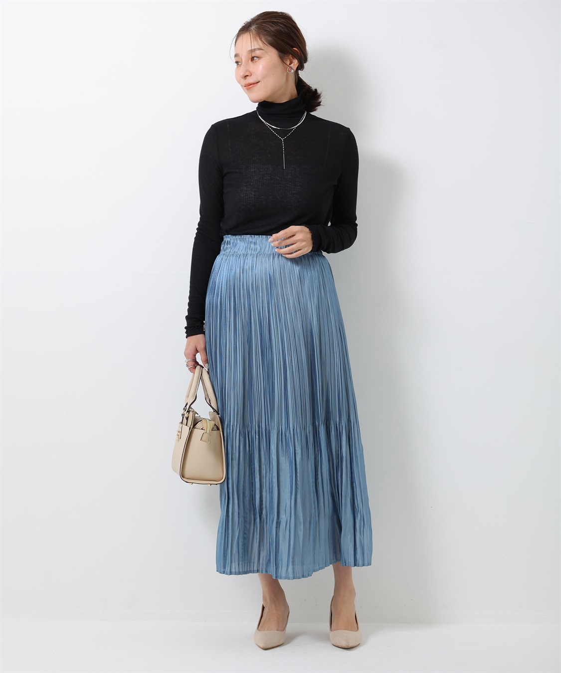 HUG Ō WäR ロングオーガンジーランダムプリーツスカート HUG Ō WäR ロングオーガンジーランダムプリーツスカート HUG Ō