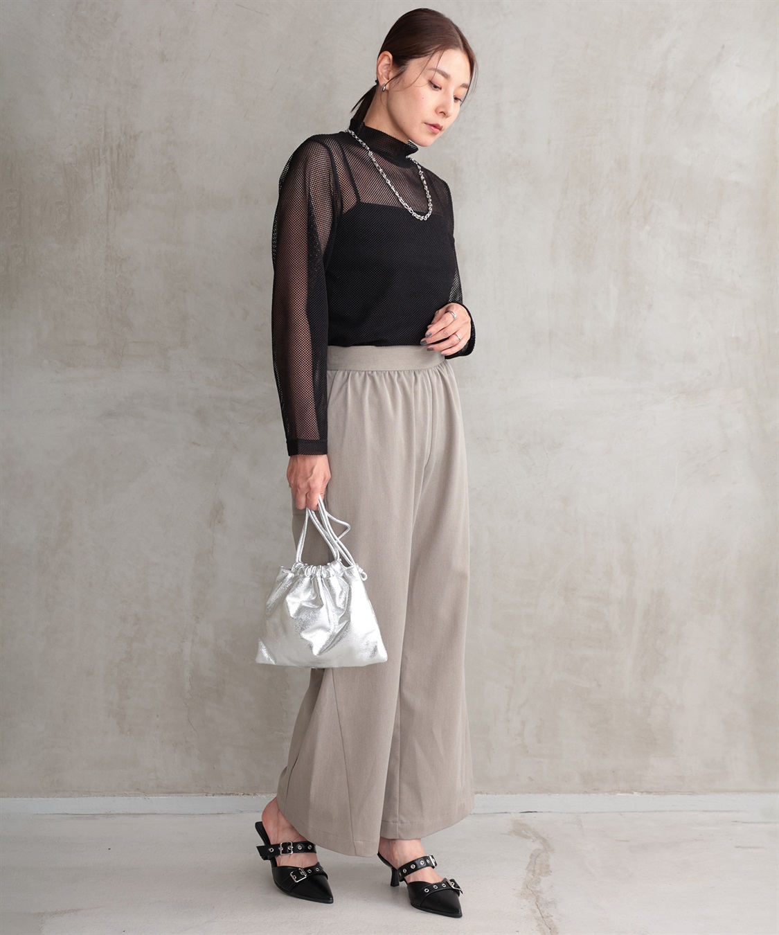 Pushpush パンツ PUSH PUSH PP ストライプワイドパンツ（ブラック） - ZIPPER