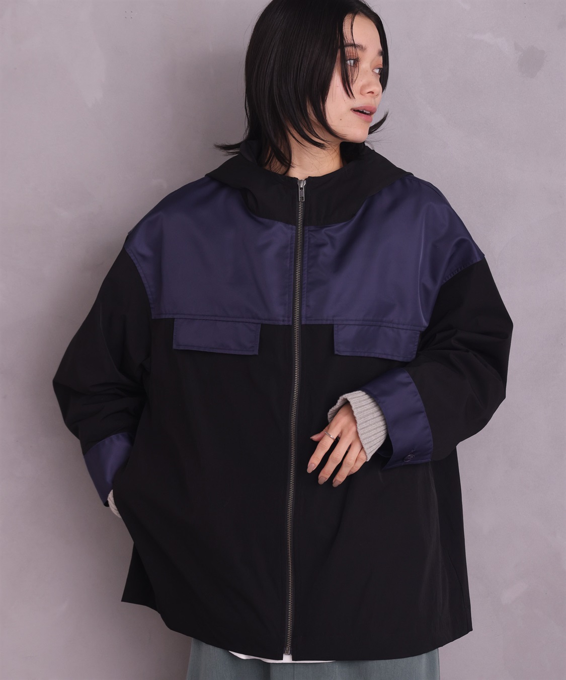 ONE‘S TRUE バイカラーパーカージャケット_sub_17