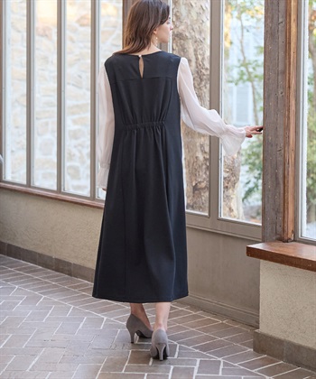 Rosemadame シフォンスリーブ ストレッチジョーゼットワンピース（マタニティ/授乳服）授乳口付き 授乳楽々 妊婦服 産前・産後対応_subthumb_5