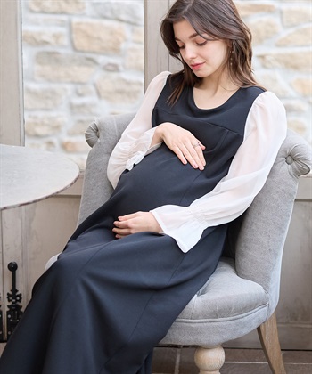 Rosemadame シフォンスリーブ ストレッチジョーゼットワンピース（マタニティ/授乳服）授乳口付き 授乳楽々 妊婦服 産前・産後対応_subthumb_7