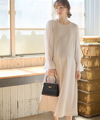 Rosemadame シフォンスリーブ ストレッチジョーゼットワンピース（マタニティ/授乳服）授乳口付き 授乳楽々 妊婦服 産前・産後対応_subthumb_10