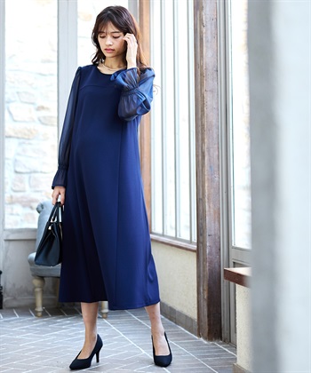 Rosemadame シフォンスリーブ ストレッチジョーゼットワンピース（マタニティ/授乳服）授乳口付き 授乳楽々 妊婦服 産前・産後対応_subthumb_12