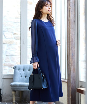 Rosemadame シフォンスリーブ ストレッチジョーゼットワンピース（マタニティ/授乳服）授乳口付き 授乳楽々 妊婦服 産前・産後対応_subthumb_14