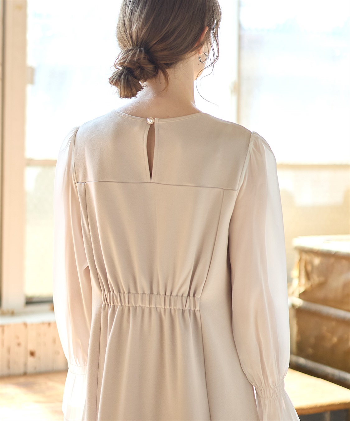 Rosemadame シフォンスリーブ ストレッチジョーゼットワンピース（マタニティ/授乳服）授乳口付き 授乳楽々 妊婦服 産前・産後対応_sub_19