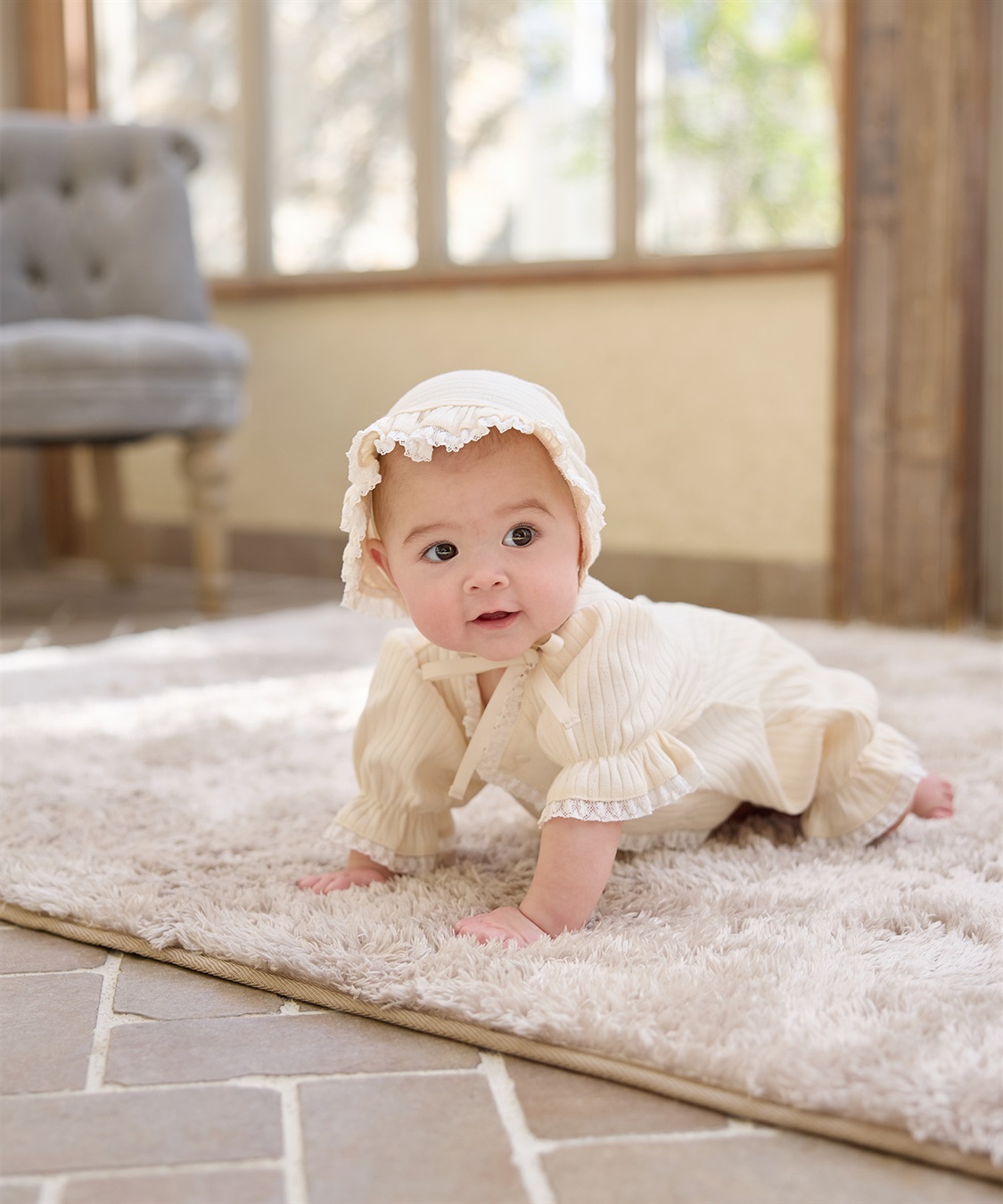 Rosemadame リブ× レース ベビー退院着セット_sub_2