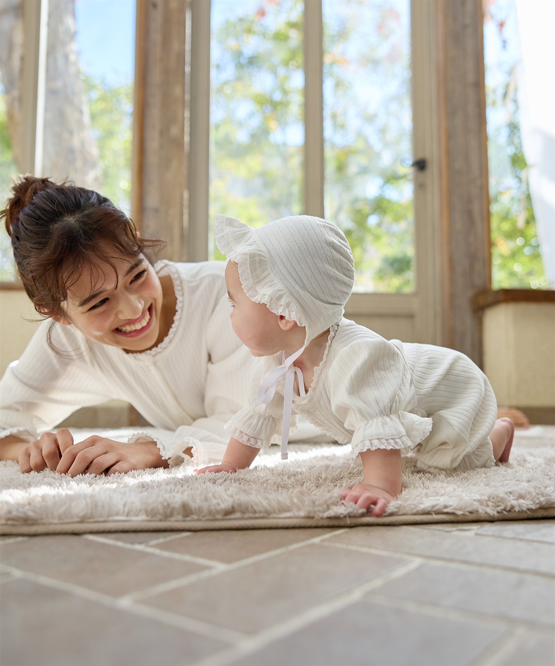 Rosemadame リブ× レース ベビー退院着セット_sub_5