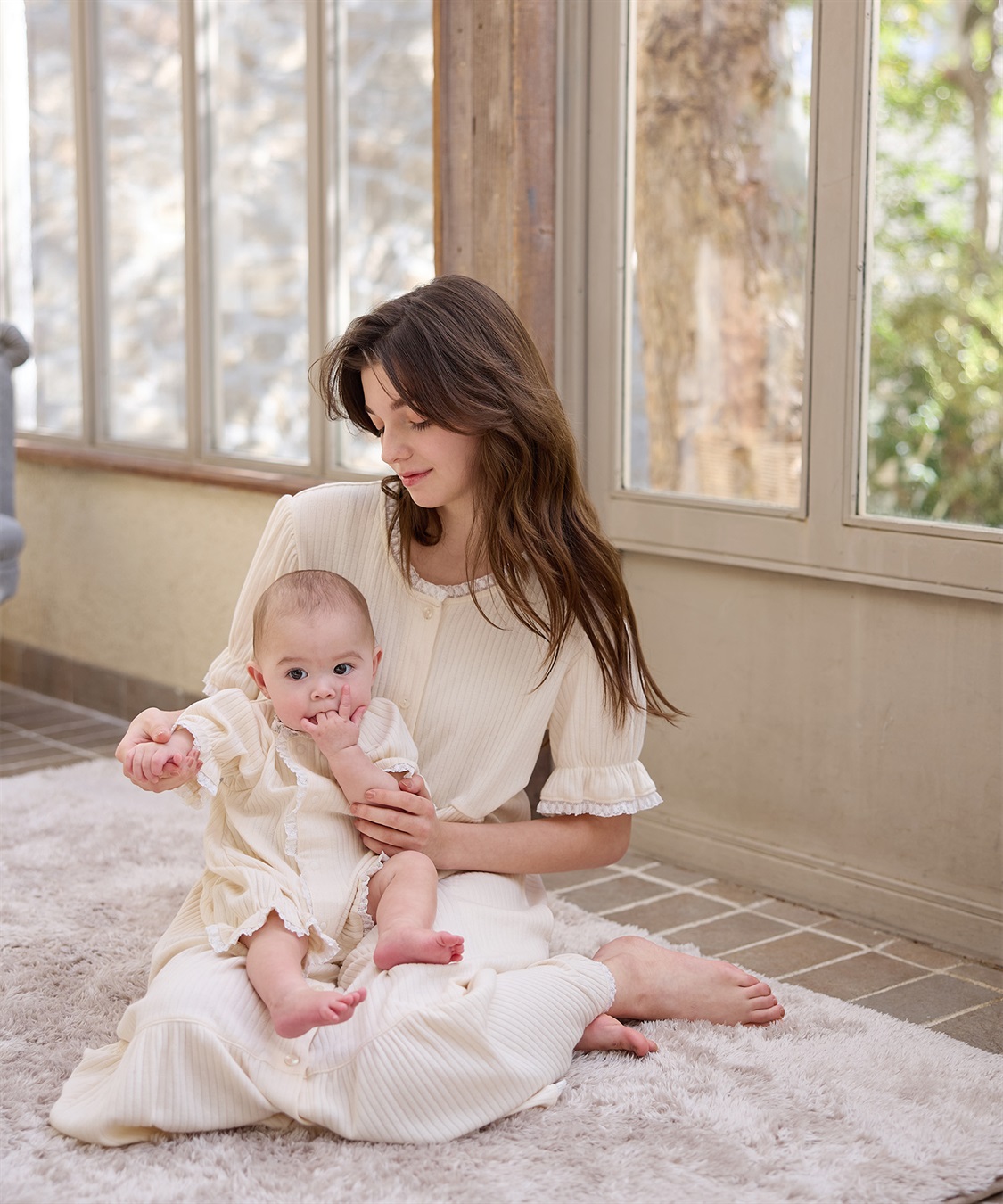 Rosemadame リブ× レース ベビー退院着セット_sub_11