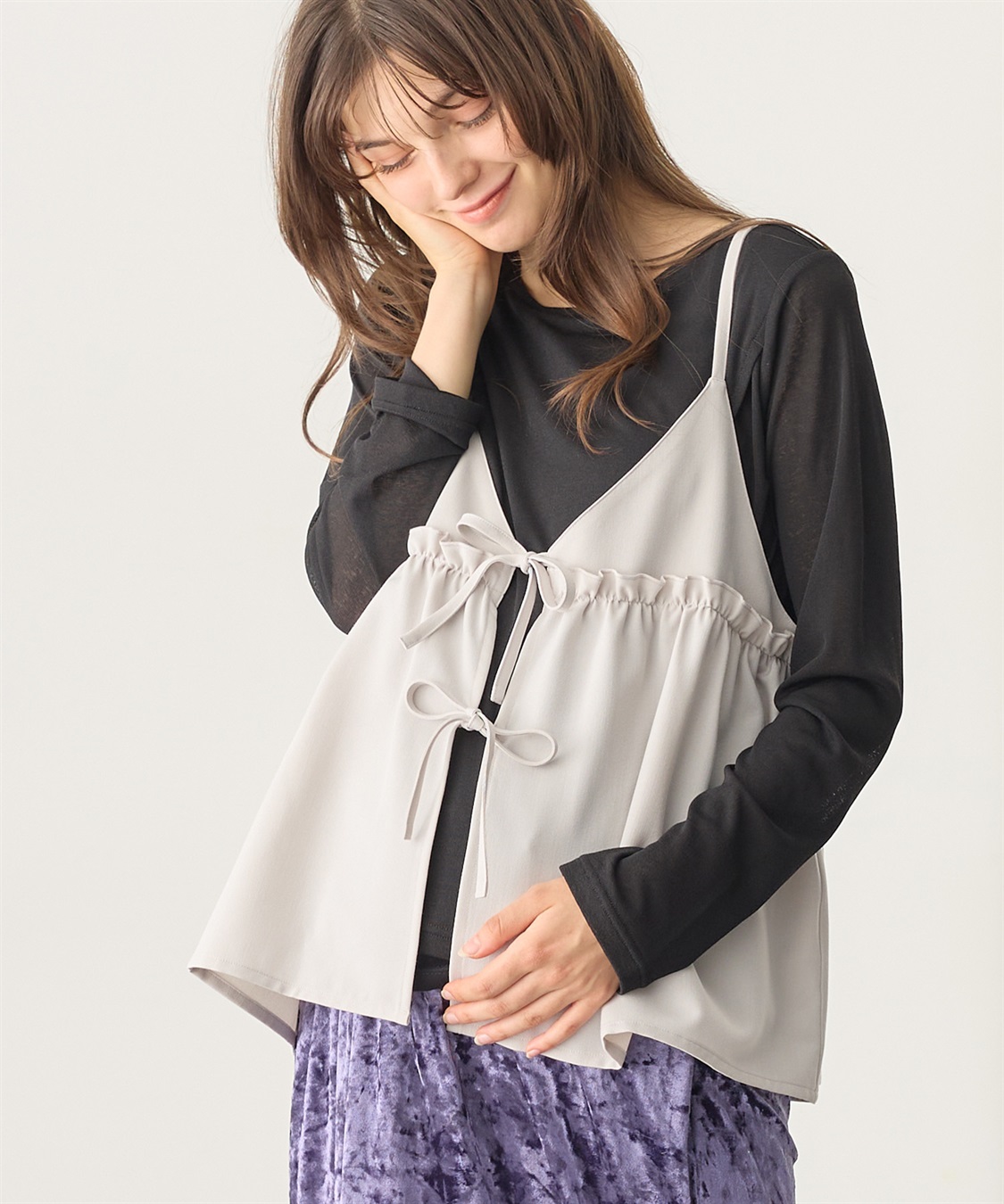 Rosemadame シアーカットソー×フレアキャミセット(マタニティ&授乳服）授乳口付き 授乳楽々 妊婦服 産前・産後対応_sub_19