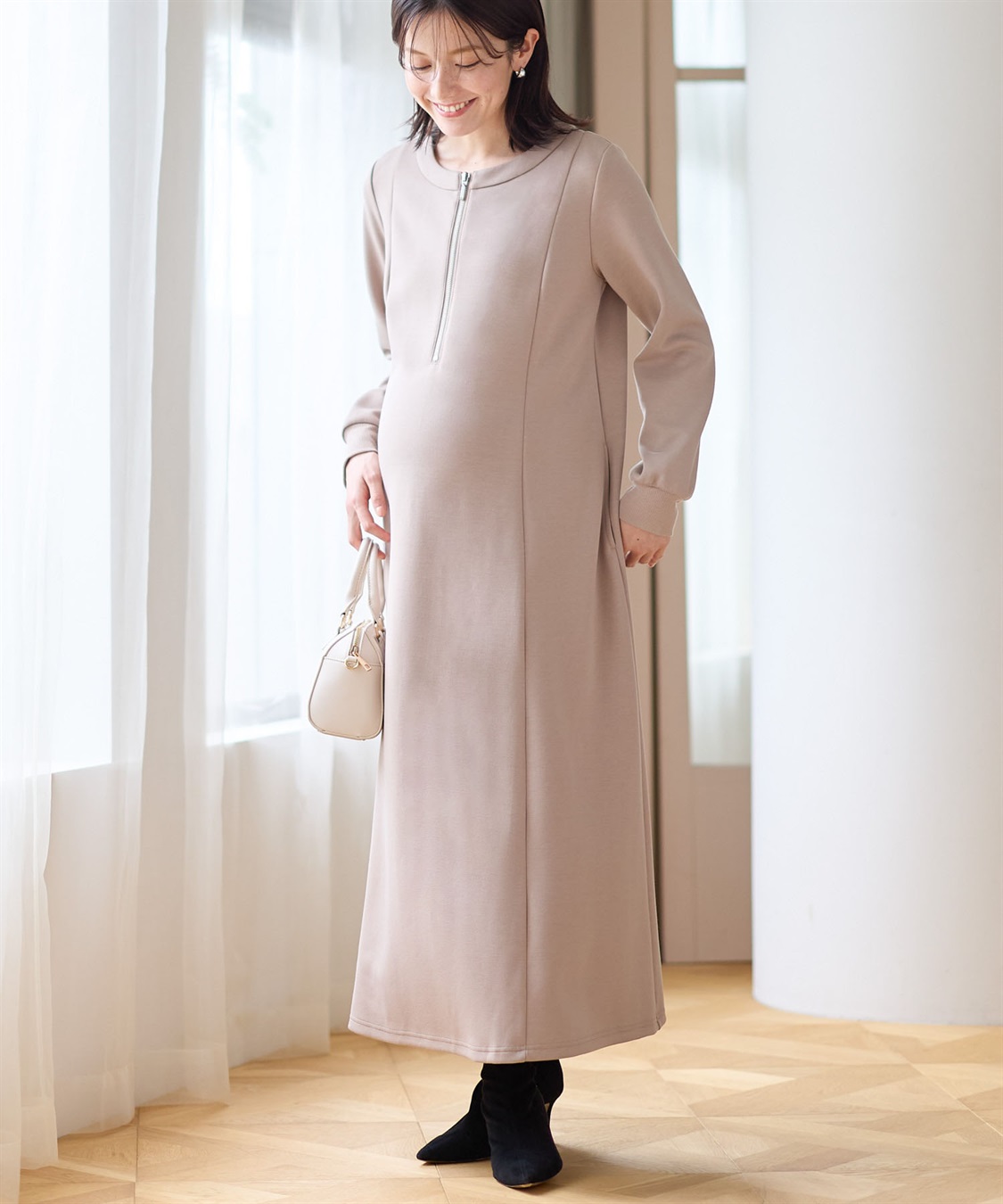 Rosemadame ダンボールフレアワンピース(マタニティ&授乳服）授乳口付き 授乳楽々 妊婦服 産前・産後対応_sub_1