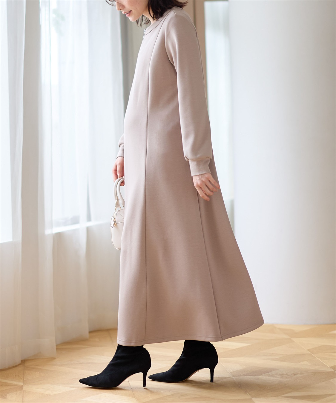 Rosemadame ダンボールフレアワンピース(マタニティ&授乳服）授乳口付き 授乳楽々 妊婦服 産前・産後対応_sub_4