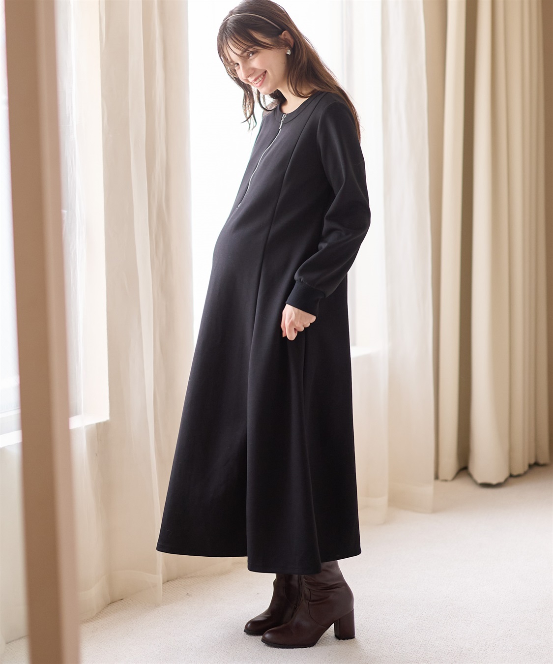 Rosemadame ダンボールフレアワンピース(マタニティ&授乳服）授乳口付き 授乳楽々 妊婦服 産前・産後対応_sub_7