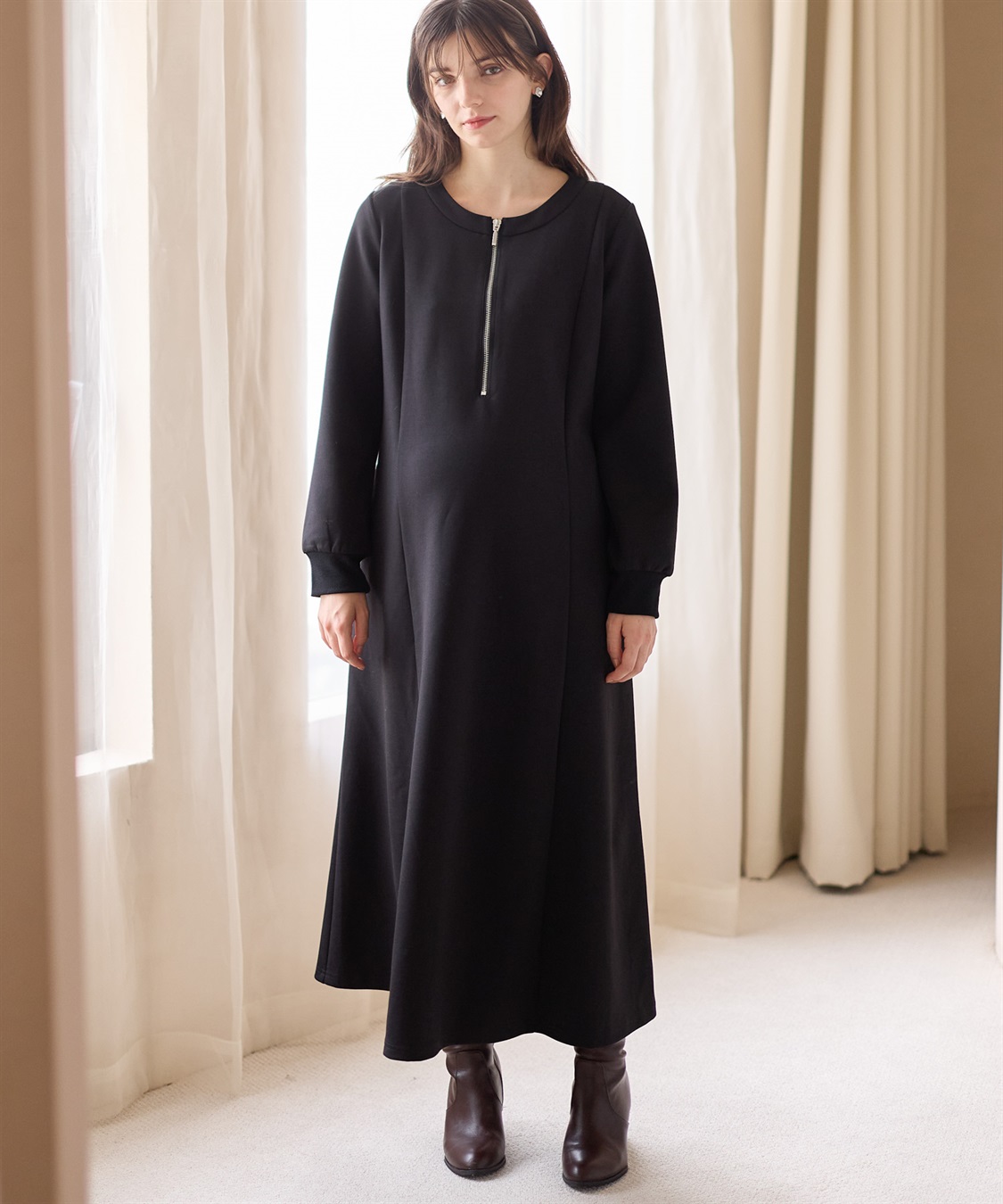 Rosemadame ダンボールフレアワンピース(マタニティ&授乳服）授乳口付き 授乳楽々 妊婦服 産前・産後対応_sub_8