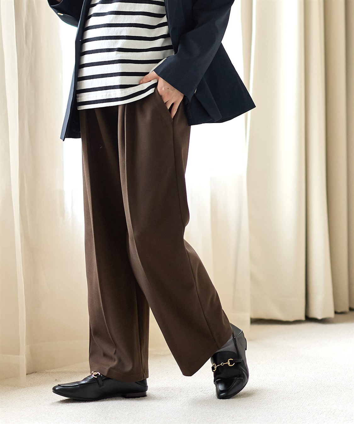 Rosemadame ニットツイル起毛セミワイドパンツ（マタニティ～産後）妊婦服 産前・産後対応_sub_15