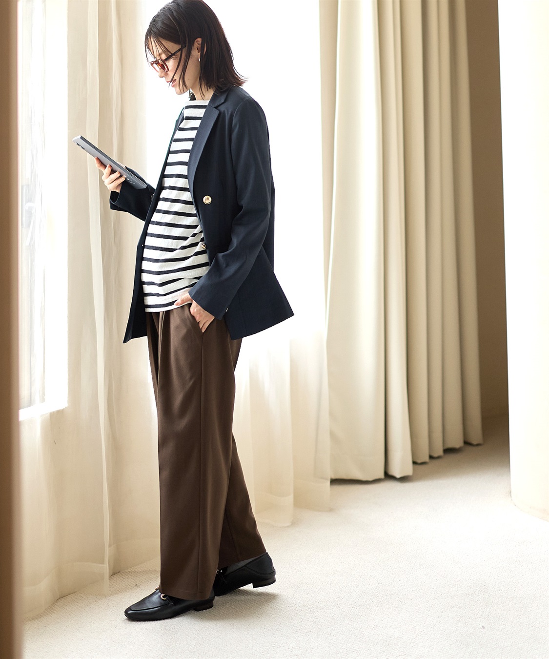 Rosemadame ニットツイル起毛セミワイドパンツ（マタニティ～産後）妊婦服 産前・産後対応_sub_18