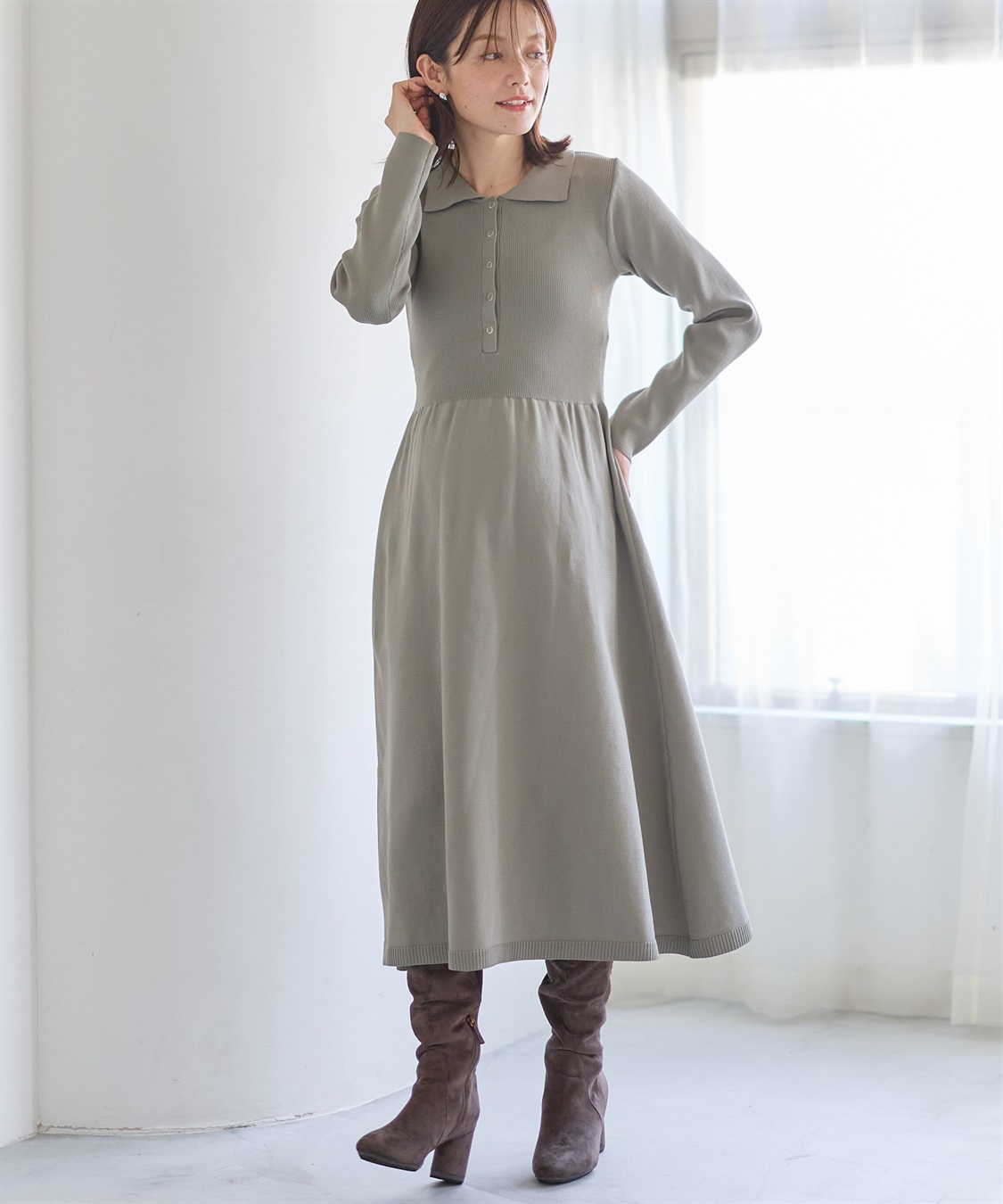 Rosemadame ポロニットワンピース(マタニティ&授乳服）授乳口付き 授乳楽々 妊婦服 産前・産後対応_sub_7