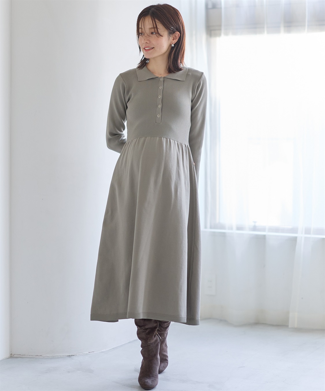 Rosemadame ポロニットワンピース(マタニティ&授乳服）授乳口付き 授乳楽々 妊婦服 産前・産後対応_sub_8