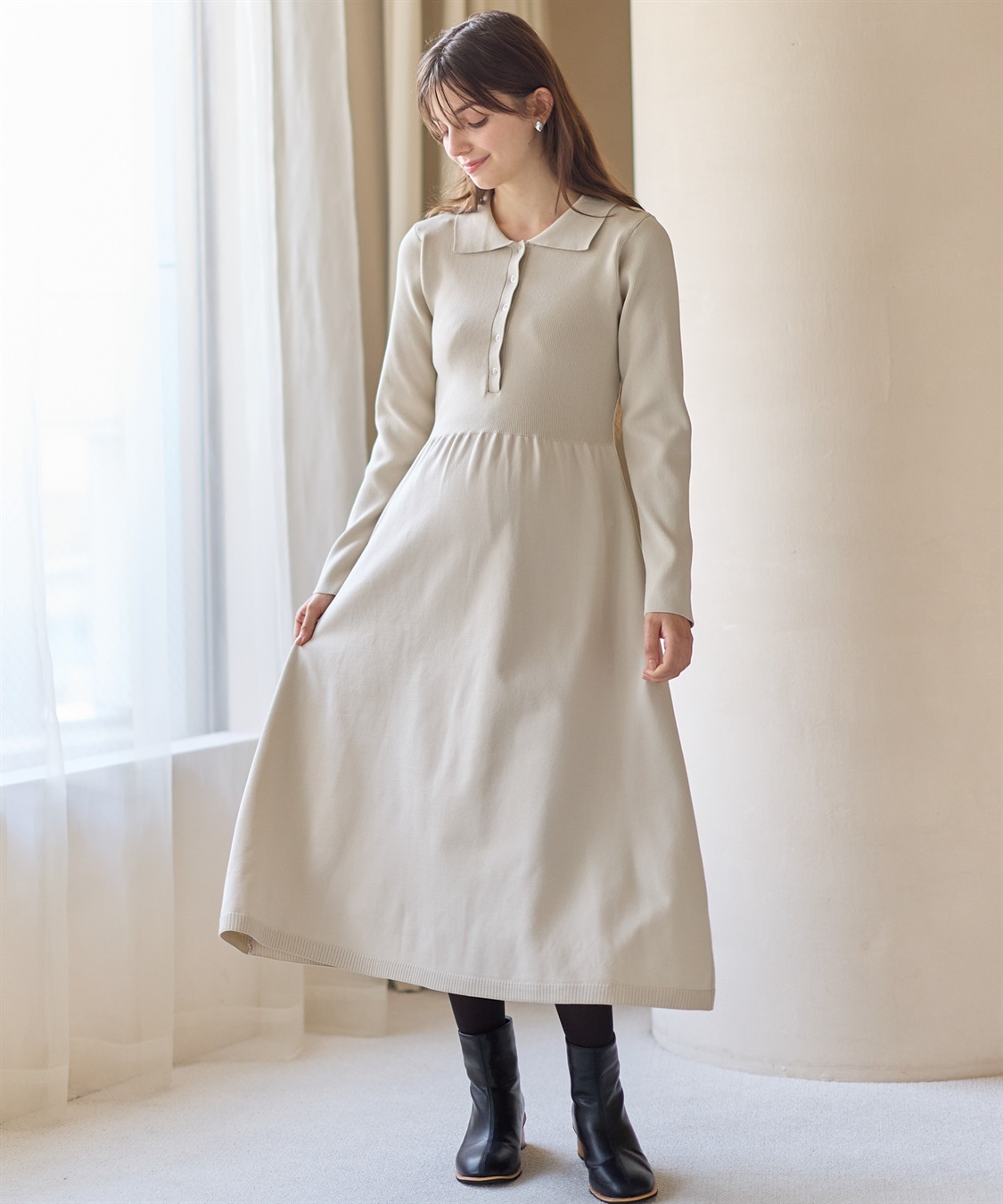 Rosemadame ポロニットワンピース(マタニティ&授乳服）授乳口付き 授乳楽々 妊婦服 産前・産後対応_sub_10