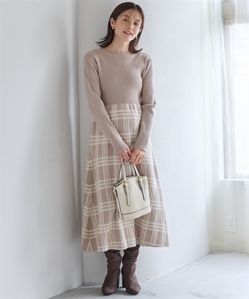 Rosemadame チェック柄切替ニットワンピース(マタニティ&授乳服）授乳口付き 授乳楽々 妊婦服 産前・産後対応_subthumb_12