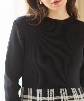 Rosemadame チェック柄切替ニットワンピース(マタニティ&授乳服）授乳口付き 授乳楽々 妊婦服 産前・産後対応_subthumb_17