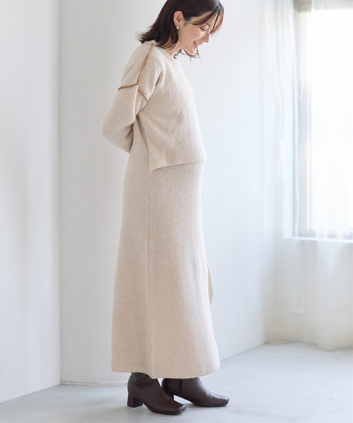 Rosemadame 配色ステッチニットワンピース(マタニティ&授乳服）授乳口付き 授乳楽々 妊婦服 産前・産後対応_sub_7