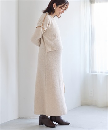 Rosemadame 配色ステッチニットワンピース(マタニティ&授乳服）授乳口付き 授乳楽々 妊婦服 産前・産後対応_subthumb_7