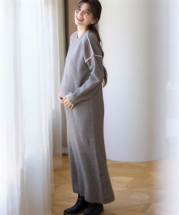 Rosemadame 配色ステッチニットワンピース(マタニティ&授乳服）授乳口付き 授乳楽々 妊婦服 産前・産後対応_subthumb_11