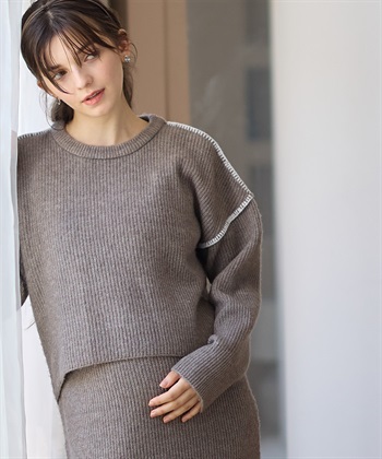 Rosemadame 配色ステッチニットワンピース(マタニティ&授乳服）授乳口付き 授乳楽々 妊婦服 産前・産後対応_subthumb_13