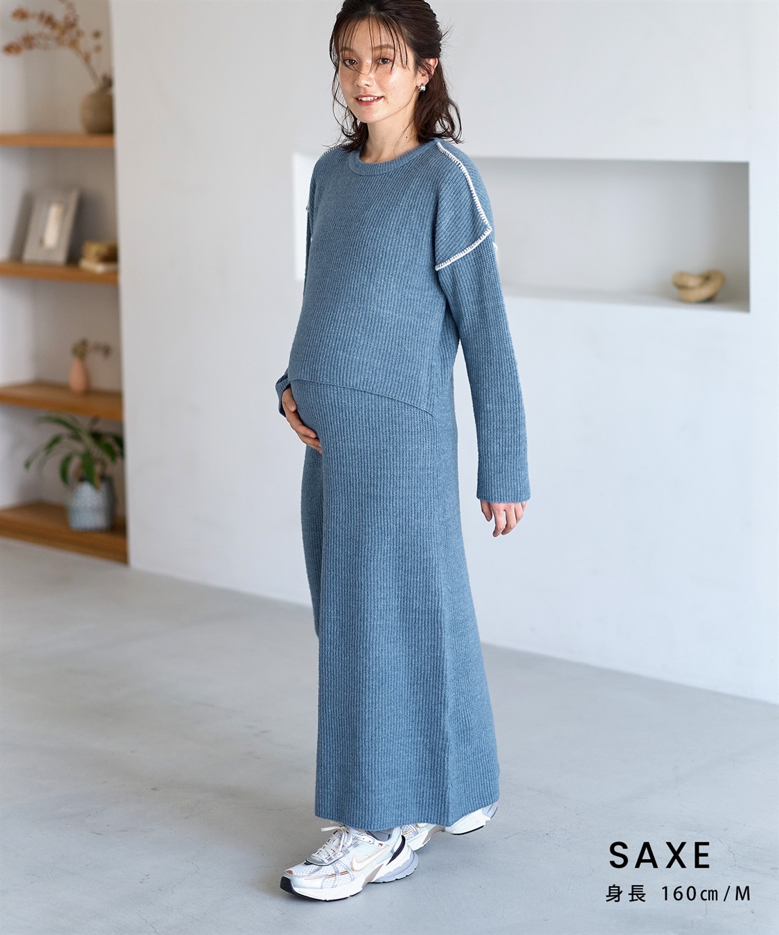 Rosemadame 配色ステッチニットワンピース(マタニティ&授乳服）授乳口付き 授乳楽々 妊婦服 産前・産後対応_sub_14