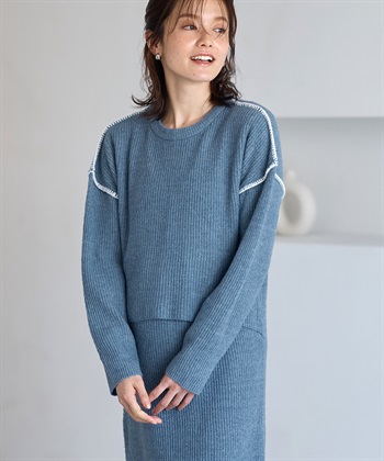 Rosemadame 配色ステッチニットワンピース(マタニティ&授乳服）授乳口付き 授乳楽々 妊婦服 産前・産後対応_subthumb_15