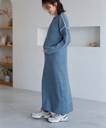 Rosemadame 配色ステッチニットワンピース(マタニティ&授乳服）授乳口付き 授乳楽々 妊婦服 産前・産後対応_subthumb_17