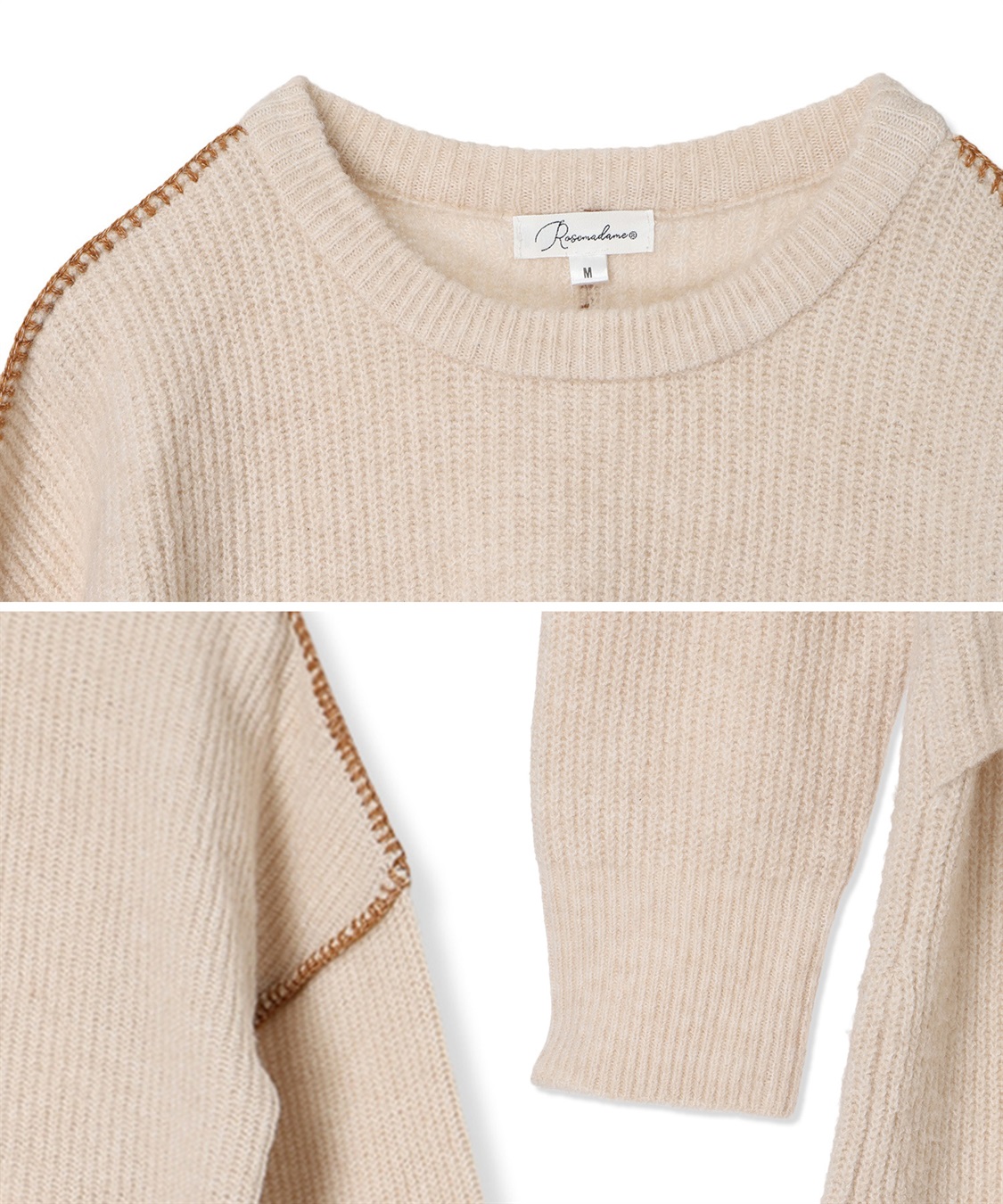 Rosemadame 配色ステッチニットワンピース(マタニティ&授乳服）授乳口付き 授乳楽々 妊婦服 産前・産後対応_sub_20