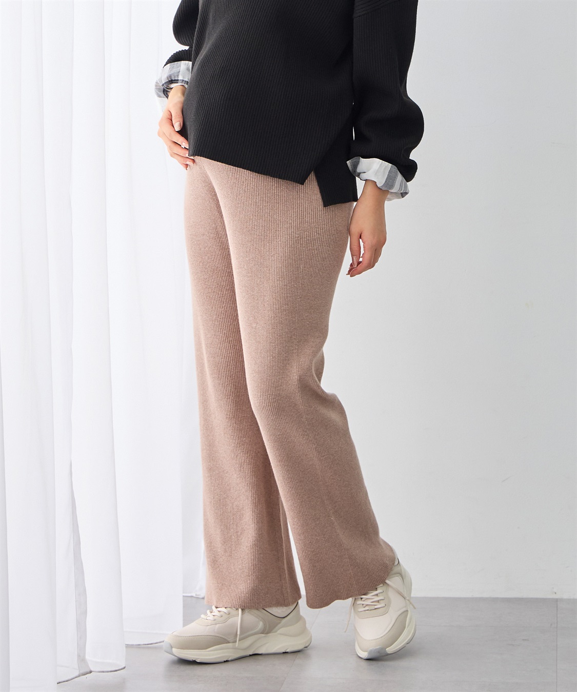 Rosemadame すっきりシルエットニットパンツ（マタニティ～産後）妊婦服 産前・産後対応・ウエスト調節紐付き_sub_3