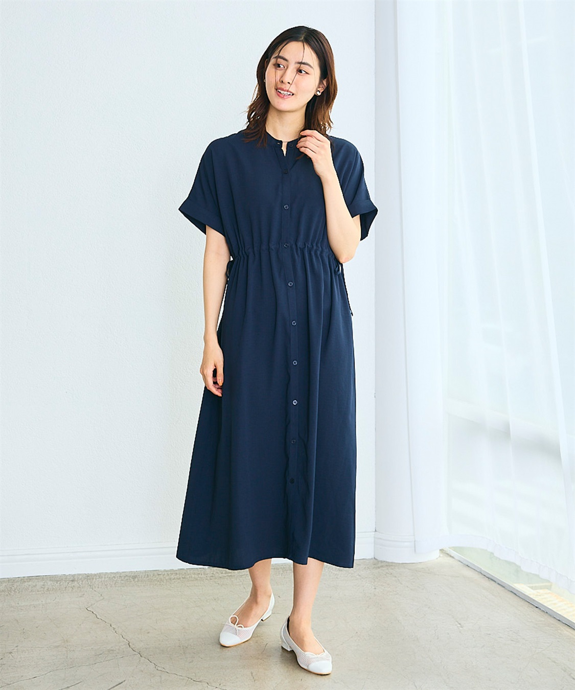 Rosemadame 麻調合繊スキッパ― ドロストシャツワンピース（マタニティ/授乳服）授乳口付き 授乳楽々 妊婦服 産前・産後対応_sub_4