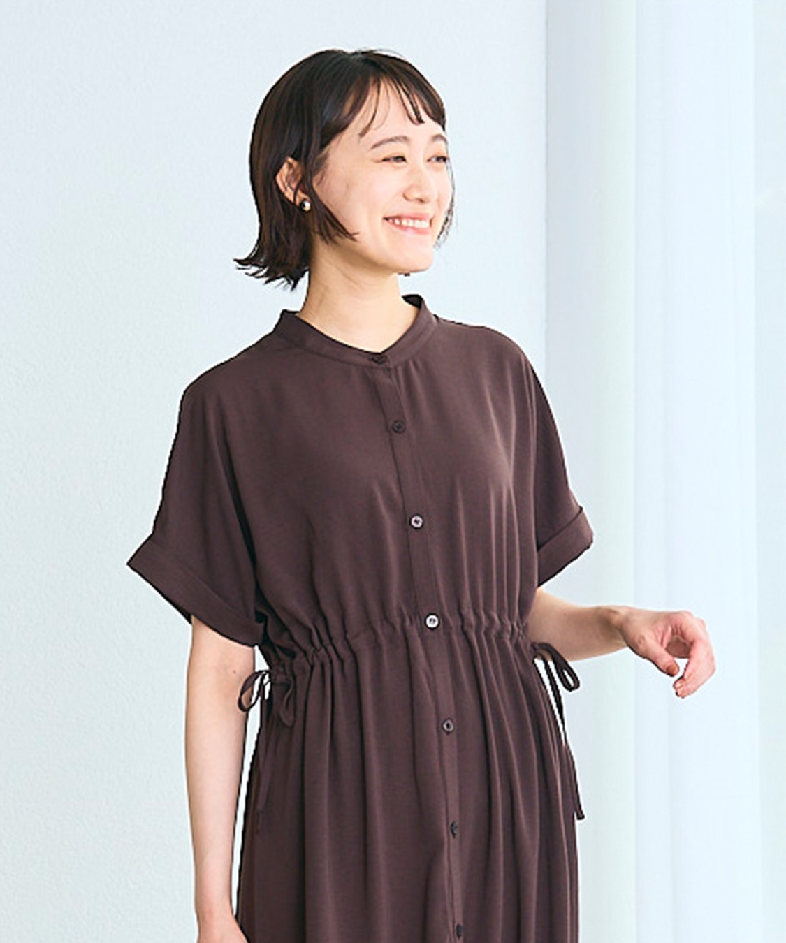 Rosemadame 麻調合繊スキッパ― ドロストシャツワンピース（マタニティ/授乳服）授乳口付き 授乳楽々 妊婦服 産前・産後対応_sub_7