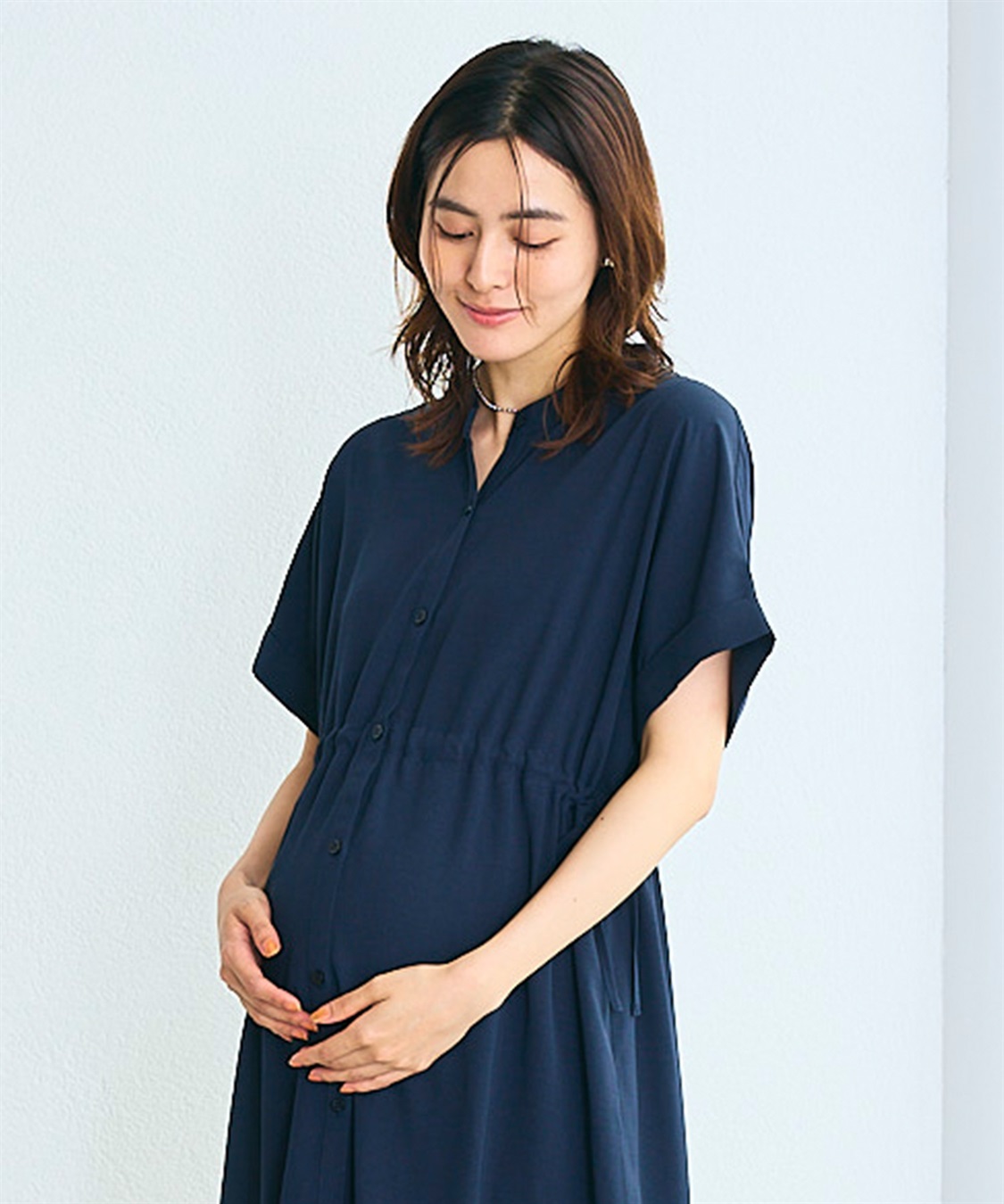 Rosemadame 麻調合繊スキッパ― ドロストシャツワンピース（マタニティ/授乳服）授乳口付き 授乳楽々 妊婦服 産前・産後対応_sub_8