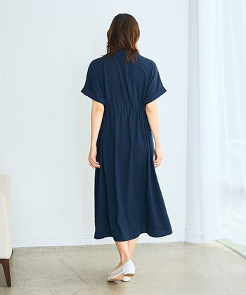 Rosemadame 麻調合繊スキッパ― ドロストシャツワンピース（マタニティ/授乳服）授乳口付き 授乳楽々 妊婦服 産前・産後対応_subthumb_8