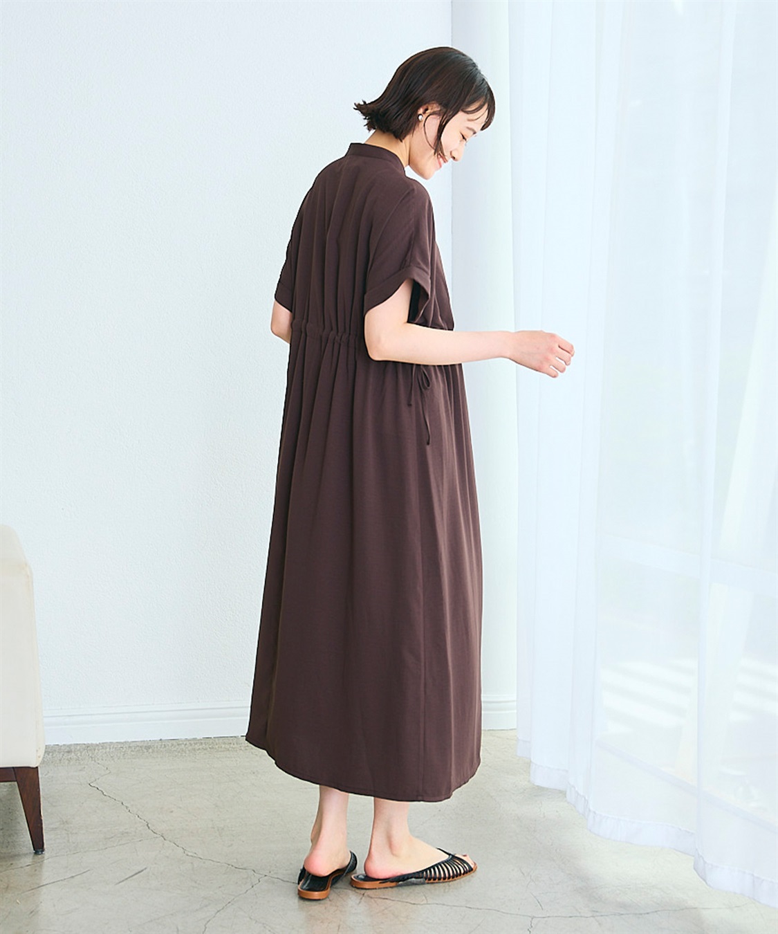 Rosemadame 麻調合繊スキッパ― ドロストシャツワンピース（マタニティ/授乳服）授乳口付き 授乳楽々 妊婦服 産前・産後対応_sub_9