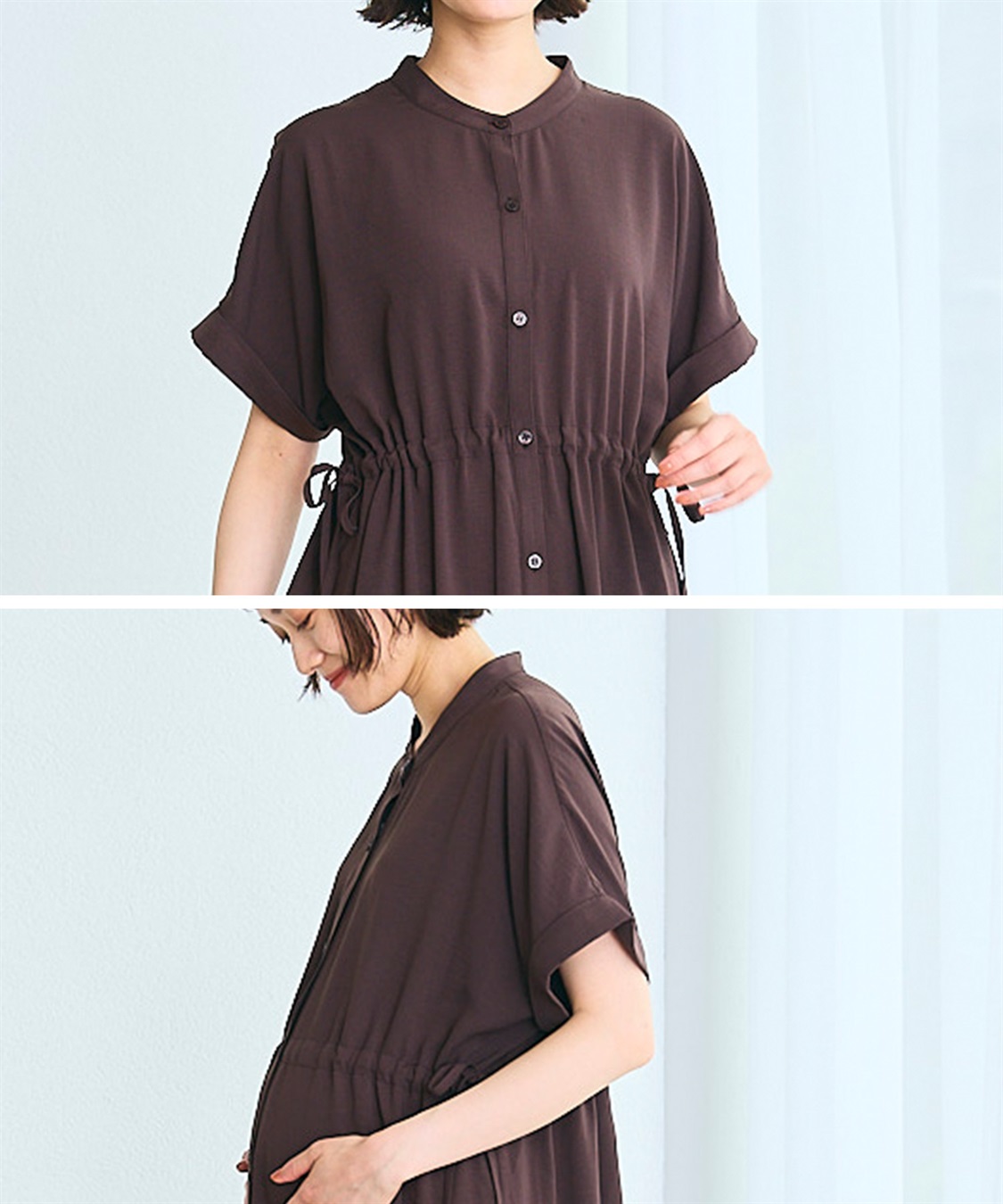 Rosemadame 麻調合繊スキッパ― ドロストシャツワンピース（マタニティ/授乳服）授乳口付き 授乳楽々 妊婦服 産前・産後対応_sub_13