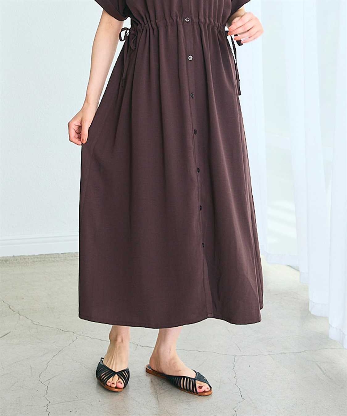 Rosemadame 麻調合繊スキッパ― ドロストシャツワンピース（マタニティ/授乳服）授乳口付き 授乳楽々 妊婦服 産前・産後対応_sub_14