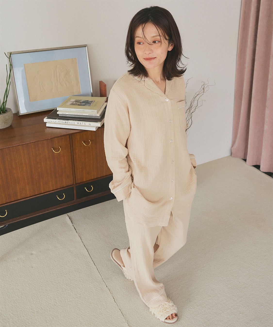 LAFUKU 【LAFUKU/ラフク】パイピングデザインダブルガーゼパジャマ綿100％《上下セット》_sub_19