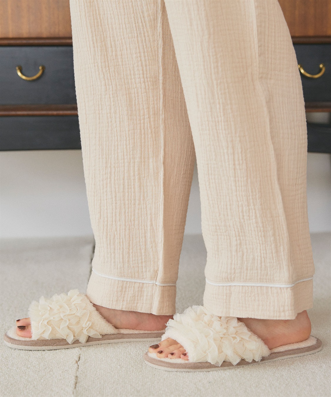 LAFUKU 【LAFUKU/ラフク】パイピングデザインダブルガーゼパジャマ綿100％《上下セット》_sub_23